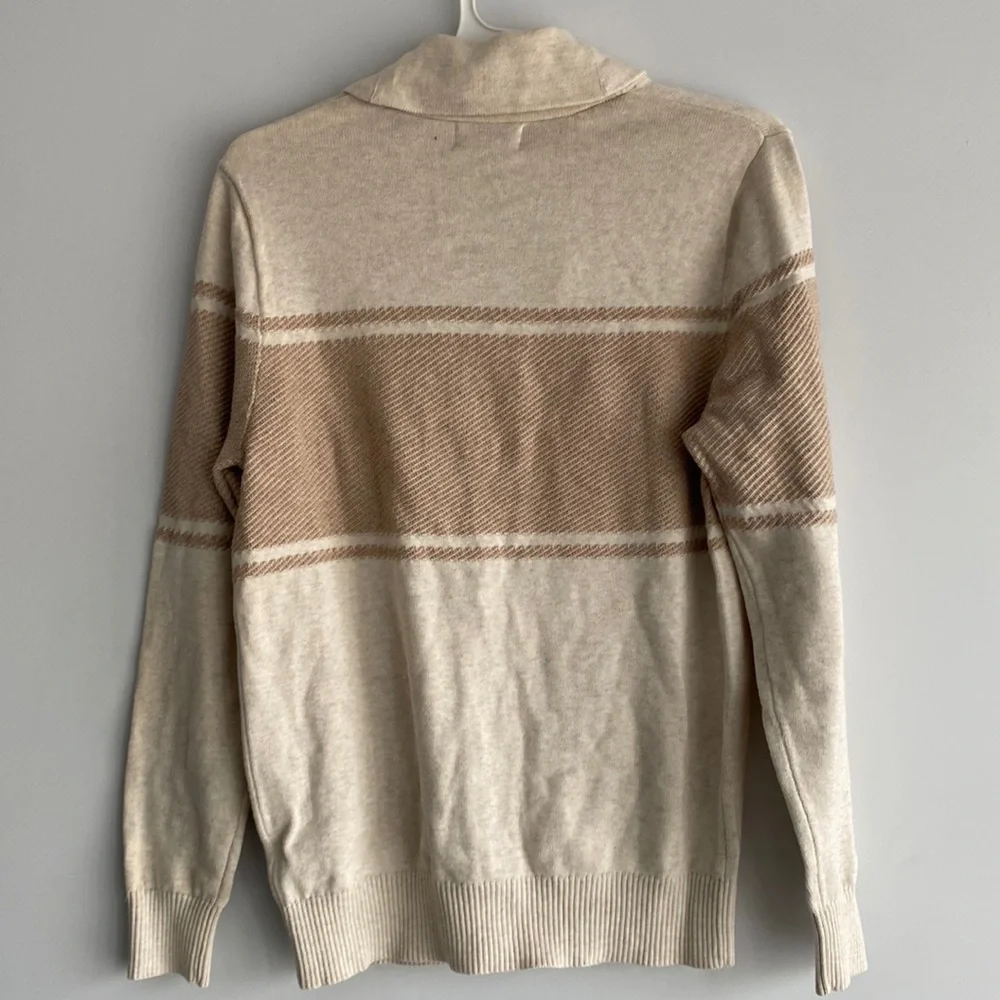 Men’s Cotton Knit Cardigan Lapel Collar Button Down Goodfellow & Co Cream Size S - Picture 2 of 5